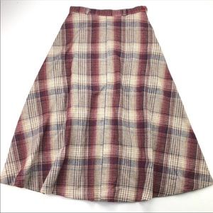 Vintage Wool Plaid Circle Skirt EUC